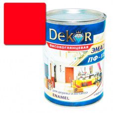 Эмаль ПФ-115 DEKOR 0.8 кг (красная)